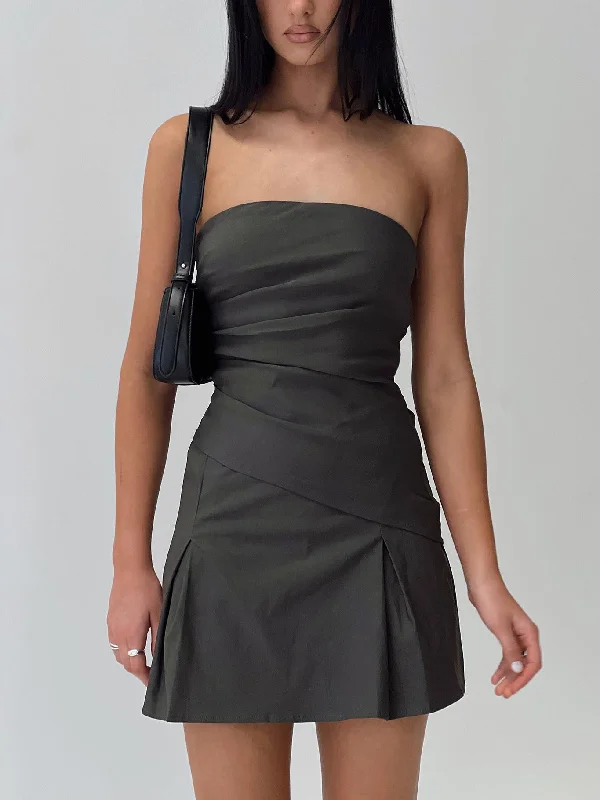 Belleza Strapless Mini Dress Slate Grey