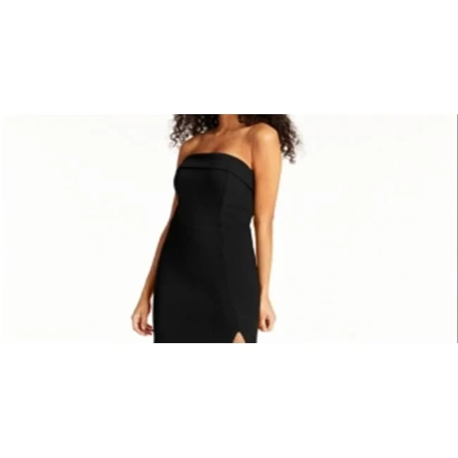 Crystal Doll Junior's Strapless Slit Dress Black Size -3