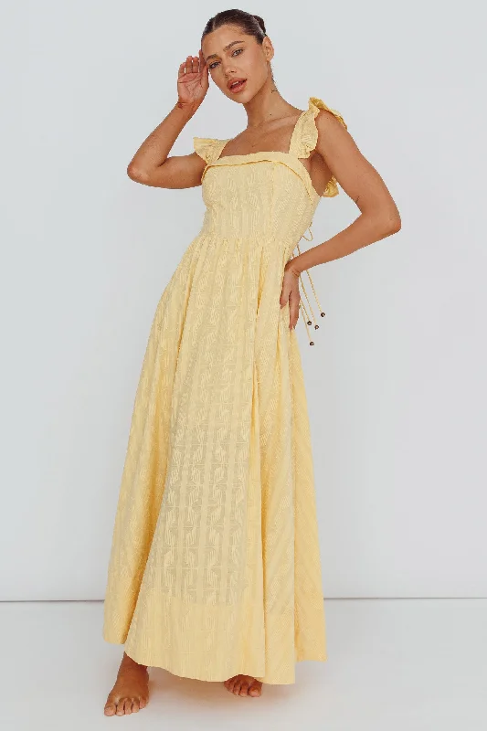 Greatest Hits Ruffle Strap Maxi Dress Yellow