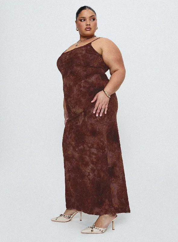 Knox Maxi Dress Chocolate Paisley Curve