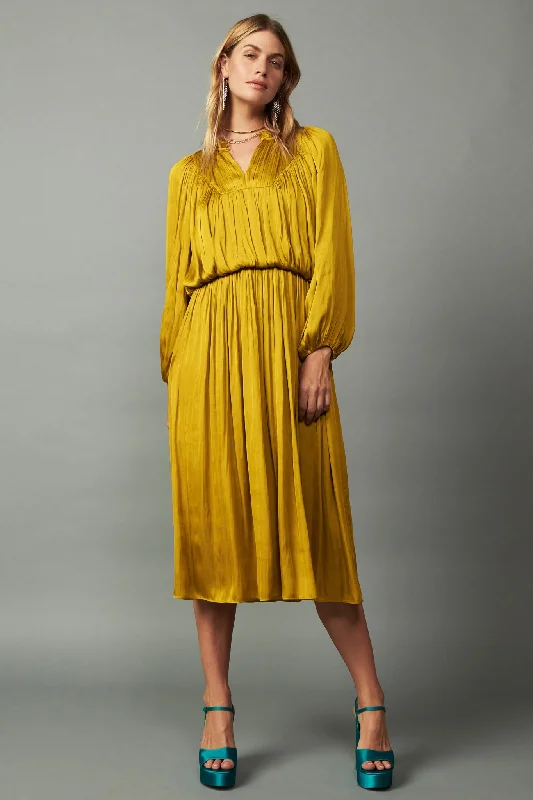 Shirred Yoke Maxi Dress