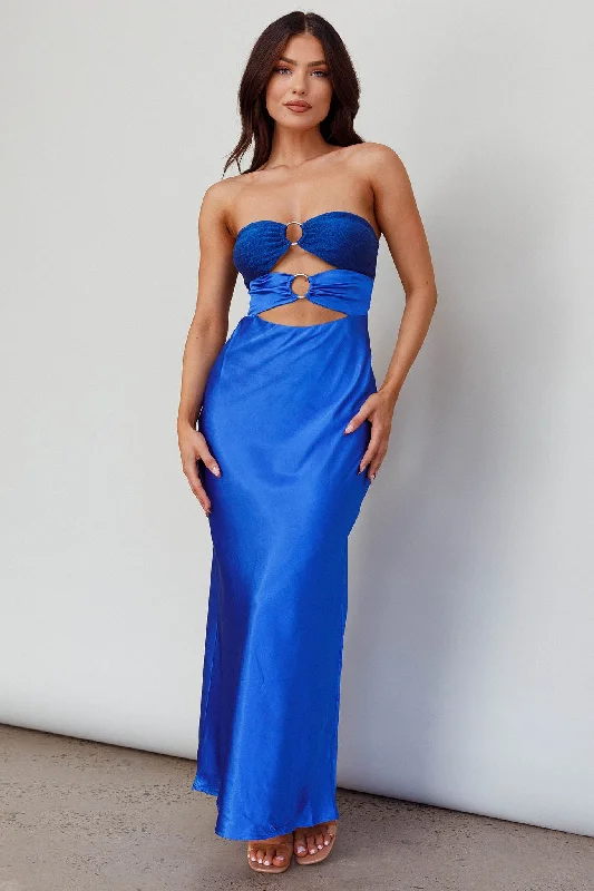 L'Amore Cut-Out Bodice Midi Dress Deep Blue