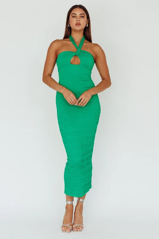 Mari Halterneck Midi Dress Green