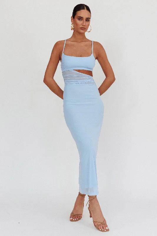 Romany Cut-Out Waist Maxi Dress Light Blue