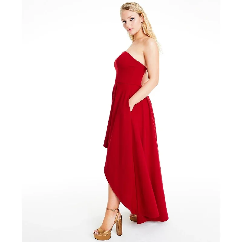 Speechless Juniors' Strapless High-Low Dress Red Size 1