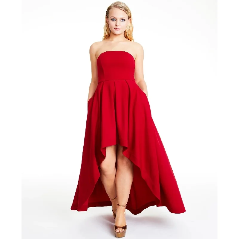 Speechless Juniors' Strapless High-Low Dress Red Size 7