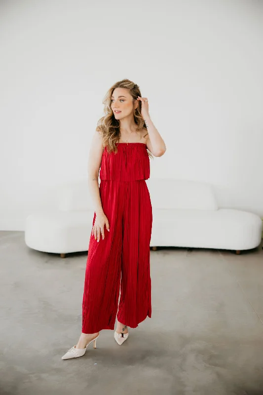 Venezia Pleated Strapless Jumpsuit